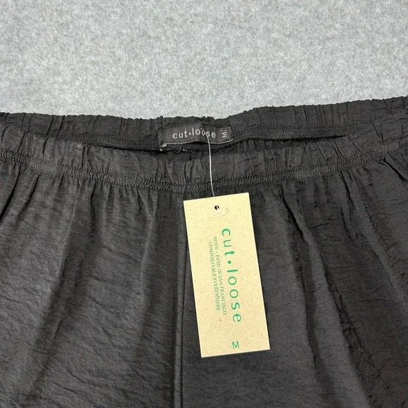 Cut Loose Black Textured Wide Barrel Leg Cropped Pants Womens Medium NWT - Picture 5 of 12